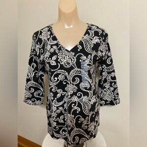 Black with Gray and White Paisley Women's Top
Item# TSct17